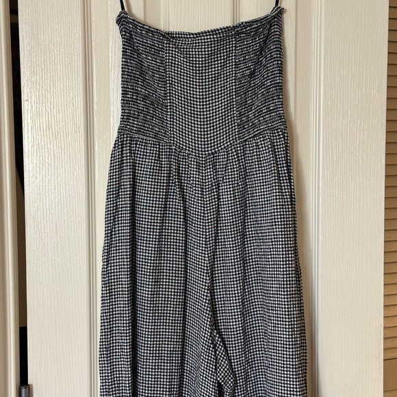 Aerie - Black/White - Strapless Smocked Jumpsuit - XS - Picture 13 of 14